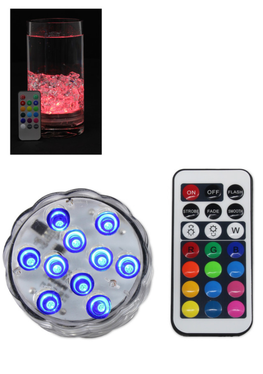 10 LED RGB Submersible Light